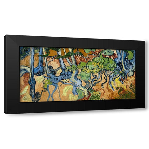Tree Roots And Trunks, 1890 Black Modern Wood Framed Art Print with Double Matting by Van Gogh, Vincent