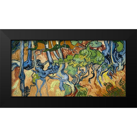 Tree Roots And Trunks, 1890 Black Modern Wood Framed Art Print by Van Gogh, Vincent