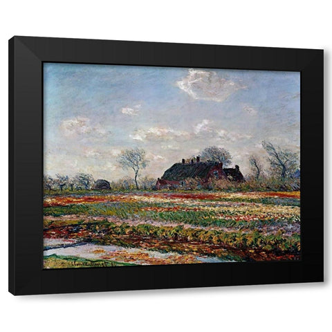 Tulip Field Sassenheim Black Modern Wood Framed Art Print with Double Matting by Van Gogh, Vincent