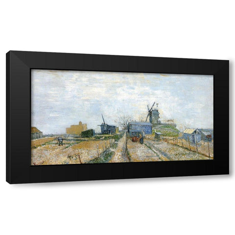Vegetable Gardens Moulin De Blute Black Modern Wood Framed Art Print with Double Matting by Van Gogh, Vincent