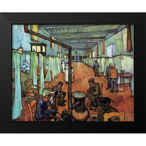 Ward Hospital Arles Black Modern Wood Framed Art Print by Van Gogh, Vincent