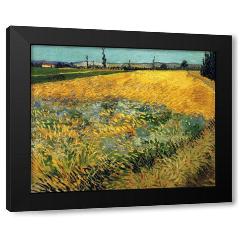 Wheatfield 1888 Black Modern Wood Framed Art Print with Double Matting by Van Gogh, Vincent