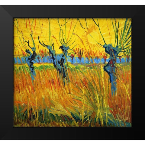 Willows At Sunset Black Modern Wood Framed Art Print by Van Gogh, Vincent