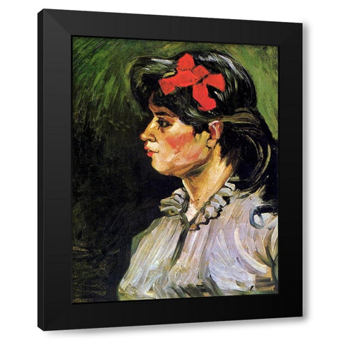 Young Woman With Ribbon Black Modern Wood Framed Art Print with Double Matting by Van Gogh, Vincent