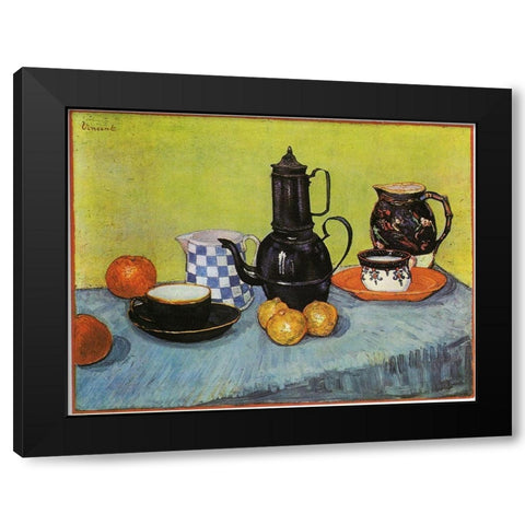 Blue Enamel Coffeepot Black Modern Wood Framed Art Print by Van Gogh, Vincent