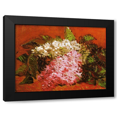 Lilacs Black Modern Wood Framed Art Print with Double Matting by Van Gogh, Vincent