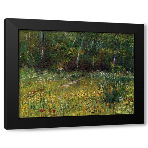 A Park In Spring 1887 Black Modern Wood Framed Art Print by Van Gogh, Vincent