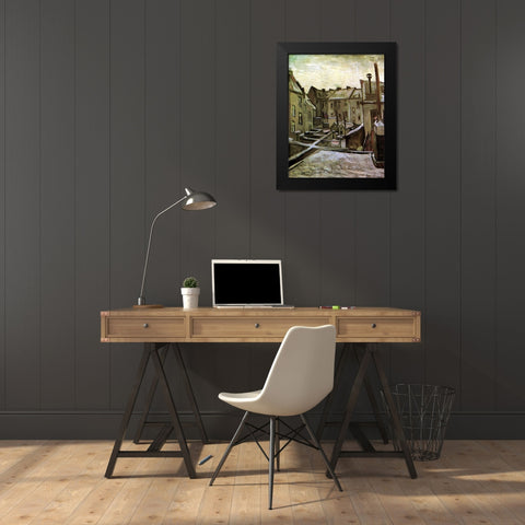 Backyards Old Houses Antwerp Snow Black Modern Wood Framed Art Print by Van Gogh, Vincent