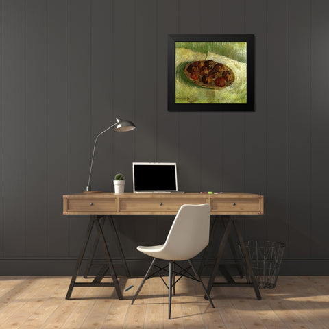 Basket Apples Black Modern Wood Framed Art Print by Van Gogh, Vincent