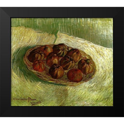 Basket Apples Black Modern Wood Framed Art Print by Van Gogh, Vincent