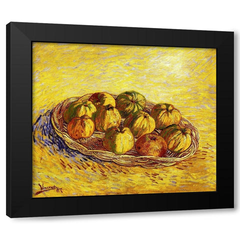 Basket Apples 2 Black Modern Wood Framed Art Print with Double Matting by Van Gogh, Vincent