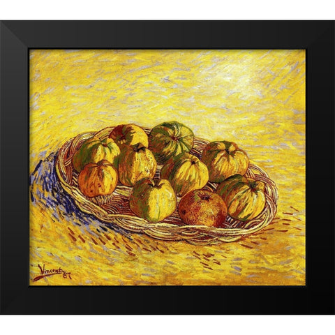 Basket Apples 2 Black Modern Wood Framed Art Print by Van Gogh, Vincent