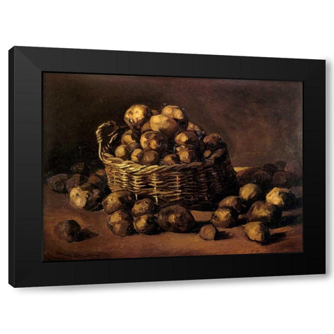 Basket Of Potatoes Black Modern Wood Framed Art Print by Van Gogh, Vincent