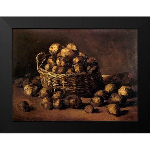 Basket Of Potatoes Black Modern Wood Framed Art Print by Van Gogh, Vincent