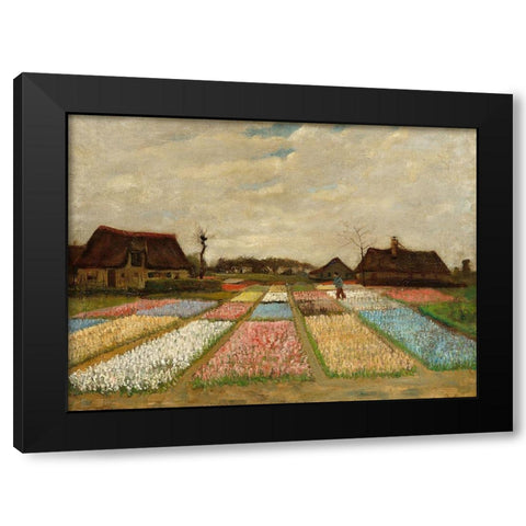 Bulb Fields Black Modern Wood Framed Art Print with Double Matting by Van Gogh, Vincent
