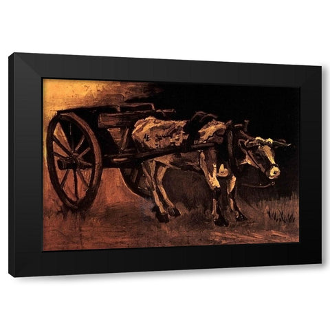Cart Red White Ox Black Modern Wood Framed Art Print with Double Matting by Van Gogh, Vincent