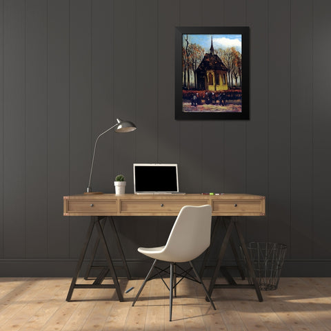 Chapel At Nuenen With Churchgoers Black Modern Wood Framed Art Print by Van Gogh, Vincent
