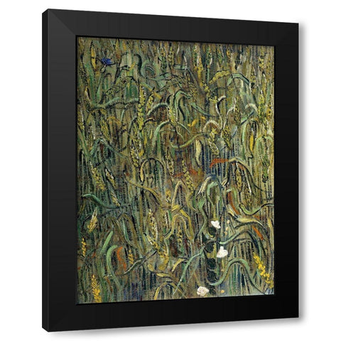 Ears Of Wheat Black Modern Wood Framed Art Print by Van Gogh, Vincent