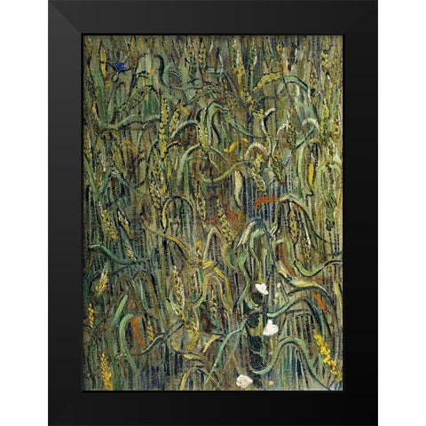 Ears Of Wheat Black Modern Wood Framed Art Print by Van Gogh, Vincent