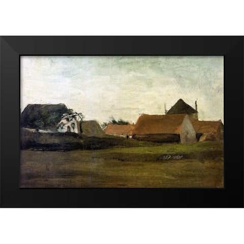 Farm House Loosduinen Near The Hague Black Modern Wood Framed Art Print by Van Gogh, Vincent