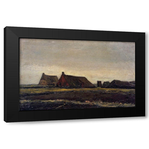 Farmhouse Near Hoogeveen Black Modern Wood Framed Art Print with Double Matting by Van Gogh, Vincent
