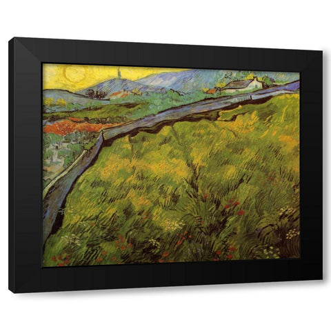 Field Of Spring Wheat At Sunrise Black Modern Wood Framed Art Print with Double Matting by Van Gogh, Vincent