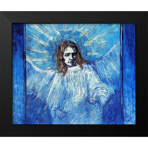 Half Figure Of Angel Black Modern Wood Framed Art Print by Van Gogh, Vincent