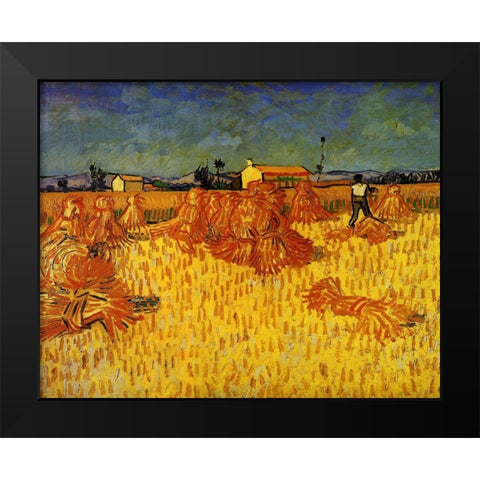 Harvest In Provence Black Modern Wood Framed Art Print by Van Gogh, Vincent