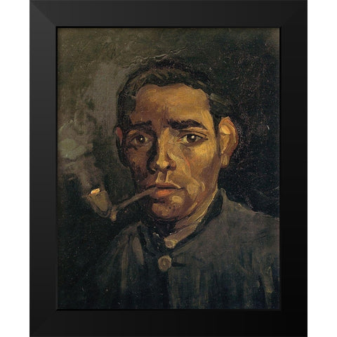 Head Of A Man Black Modern Wood Framed Art Print by Van Gogh, Vincent