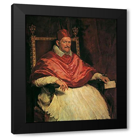 Pope Innocent X Black Modern Wood Framed Art Print by Velazquez, Diego