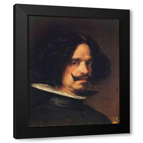 Self Portrait Black Modern Wood Framed Art Print by Velazquez, Diego