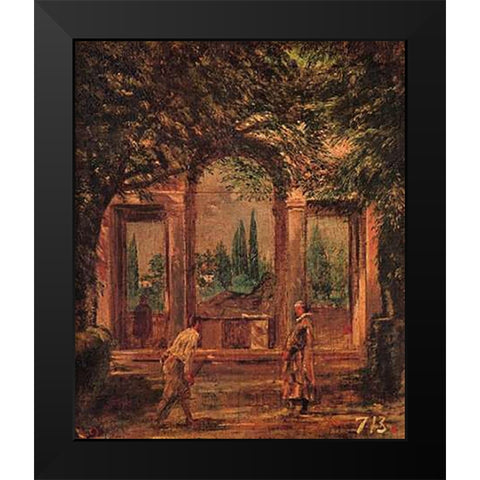 View Of The Gardens Of The Villa Medici Rome Black Modern Wood Framed Art Print by Velazquez, Diego