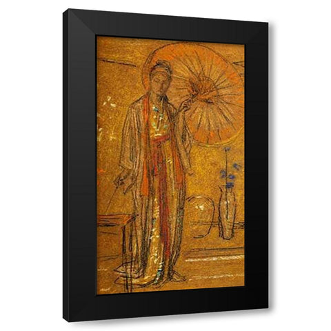 A Japanese Woman Painting 1872 Black Modern Wood Framed Art Print with Double Matting by Whistler, James McNeill