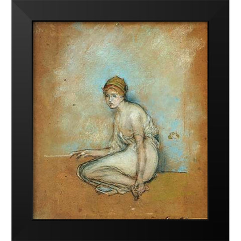 A Seated Figure 1870 Black Modern Wood Framed Art Print by Whistler, James McNeill