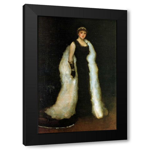 Arrangement In Black Lady Meux 1881 Black Modern Wood Framed Art Print with Double Matting by Whistler, James McNeill
