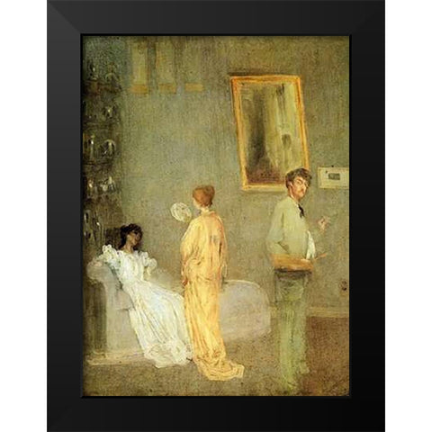Artist In His Studio Black Modern Wood Framed Art Print by Whistler, James McNeill