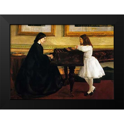 At The Piano Black Modern Wood Framed Art Print by Whistler, James McNeill