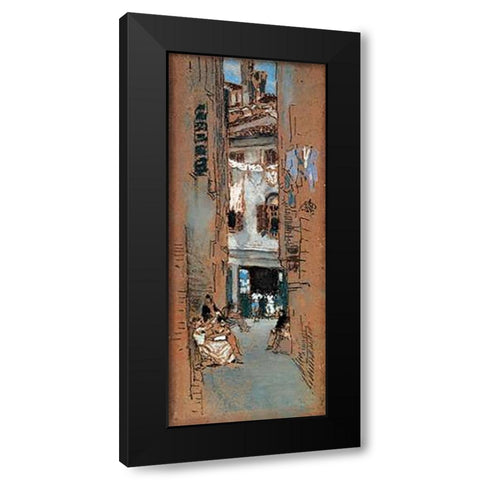 Bead Stringers 1880 Black Modern Wood Framed Art Print with Double Matting by Whistler, James McNeill