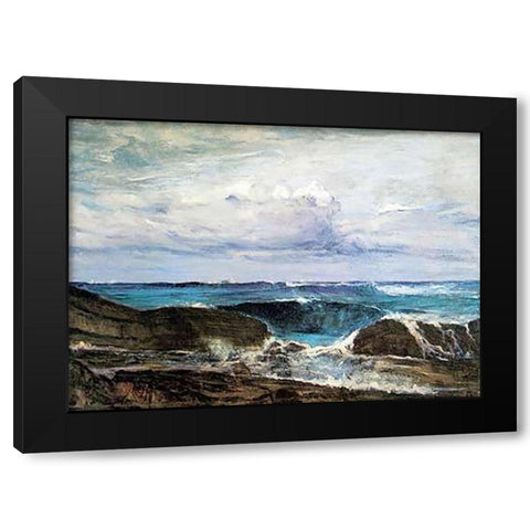 Blue Wave Black Modern Wood Framed Art Print with Double Matting by Whistler, James McNeill