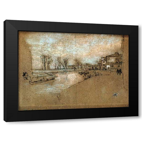 Campo Sta Martin Winter Evening Black Modern Wood Framed Art Print by Whistler, James McNeill