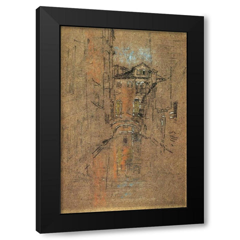 Canal 1879 Black Modern Wood Framed Art Print with Double Matting by Whistler, James McNeill