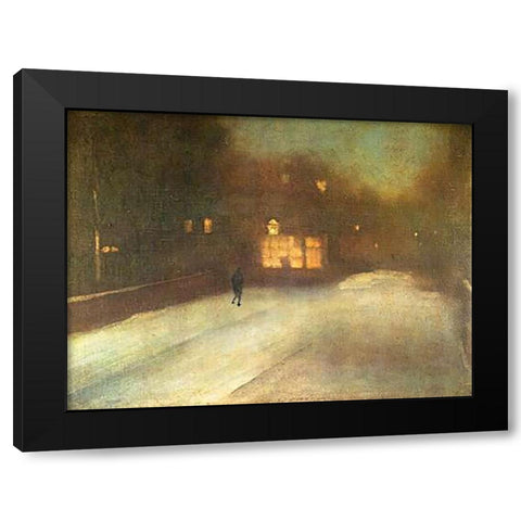 Cheslea Snow Black Modern Wood Framed Art Print by Whistler, James McNeill
