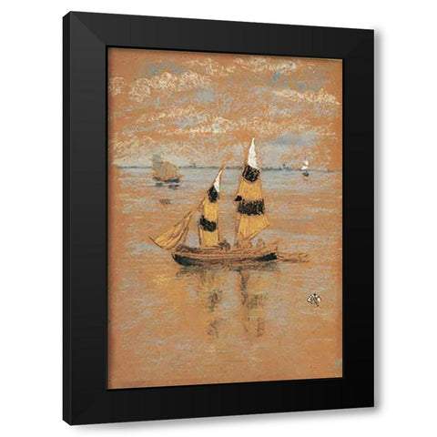 Fishing Boats 1880 Black Modern Wood Framed Art Print with Double Matting by Whistler, James McNeill