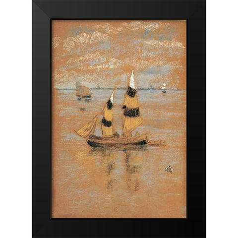 Fishing Boats 1880 Black Modern Wood Framed Art Print by Whistler, James McNeill
