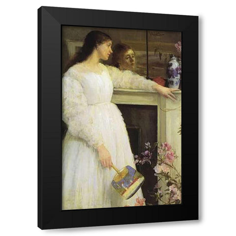 Girl In White Black Modern Wood Framed Art Print with Double Matting by Whistler, James McNeill
