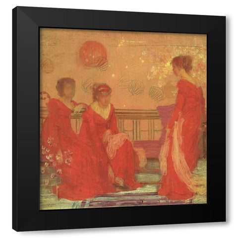 Harmony In Flesh Colour And Red 1869 Black Modern Wood Framed Art Print by Whistler, James McNeill