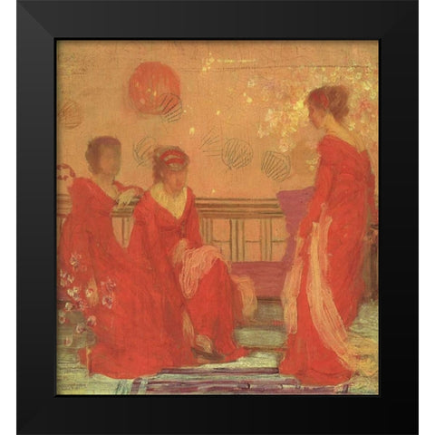 Harmony In Flesh Colour And Red 1869 Black Modern Wood Framed Art Print by Whistler, James McNeill