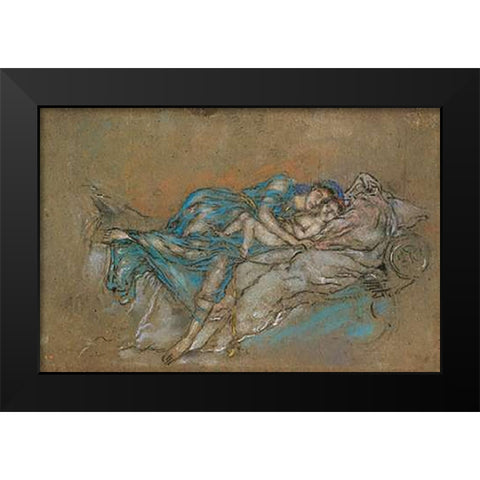 Mother And Child The Pearl 1880 Black Modern Wood Framed Art Print by Whistler, James McNeill