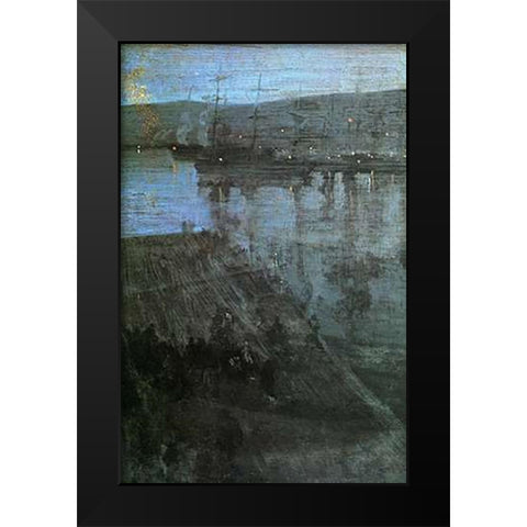 Nocturne Black Modern Wood Framed Art Print by Whistler, James McNeill