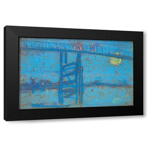 Nocturne Battersea Bridge 1872 Black Modern Wood Framed Art Print with Double Matting by Whistler, James McNeill